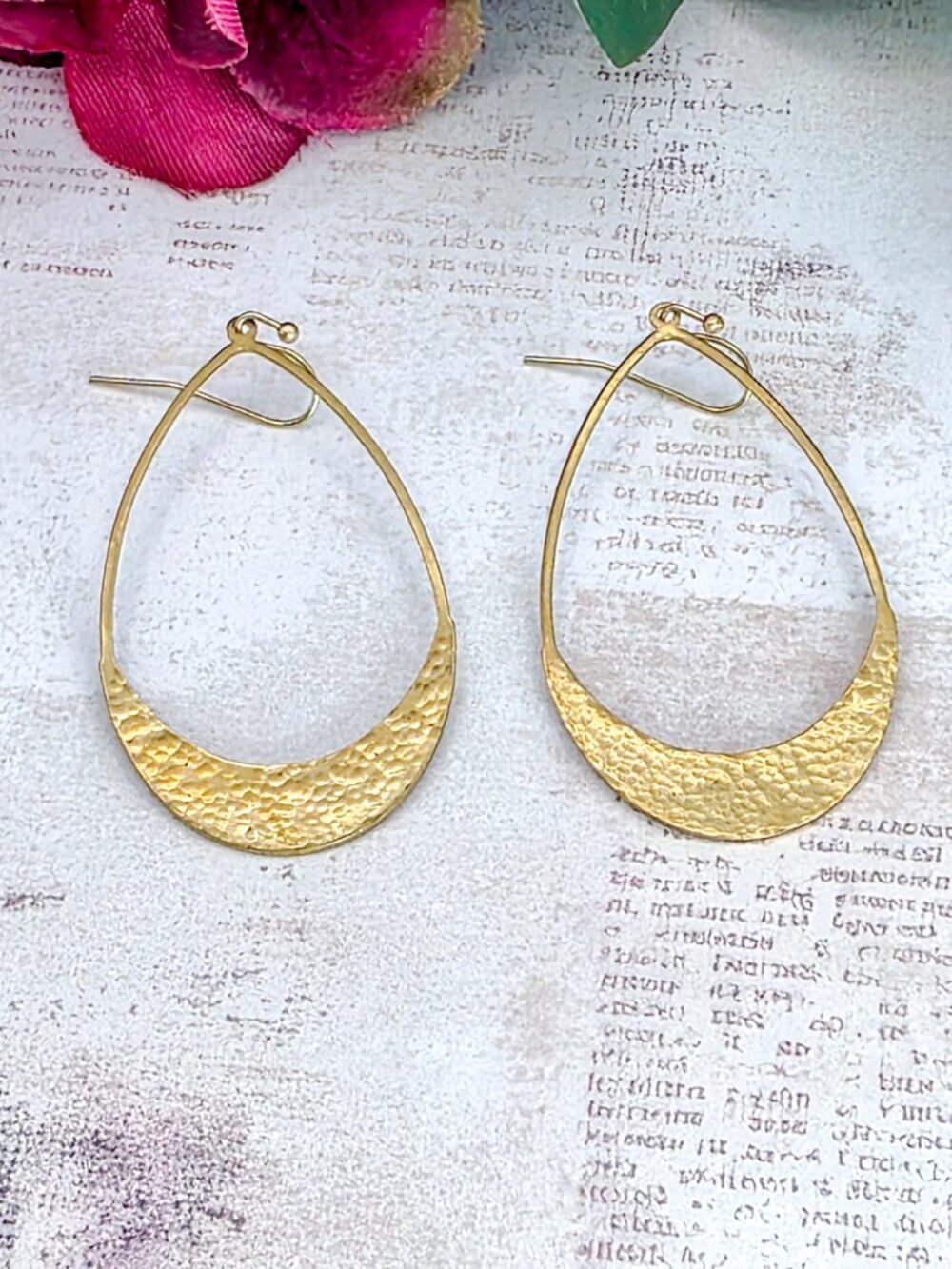 Hammered Solid Brass Hoop Earrings